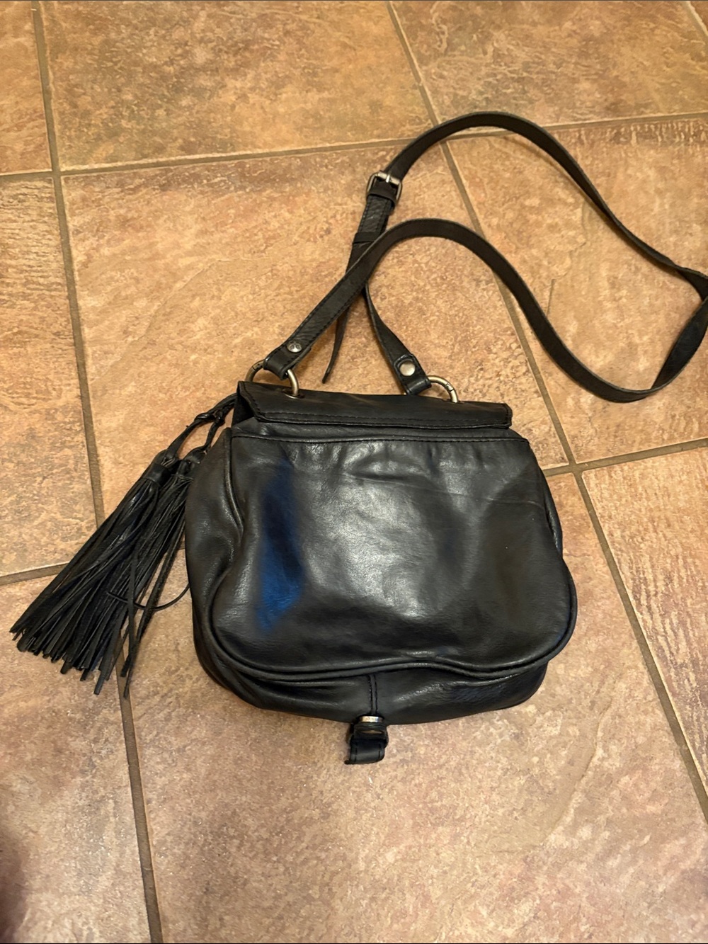 Patricia Nash Black Leather Crossbody with Braided Trim & Tassel - Picture 4 of 8